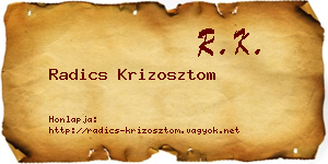 Radics Krizosztom névjegykártya
